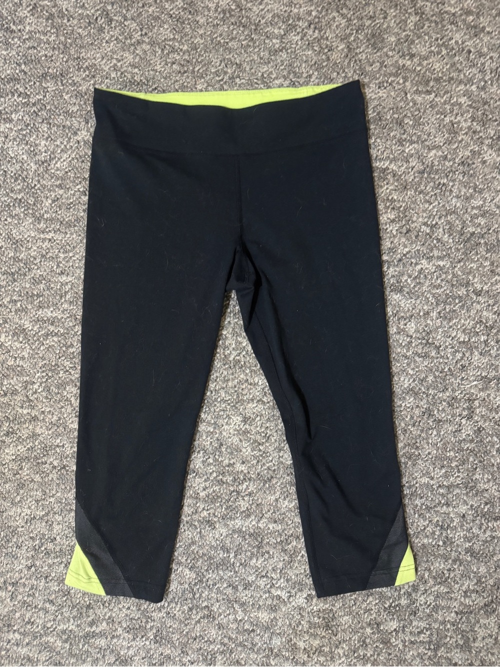 Womens Black Athletic Capri with Lime Accent